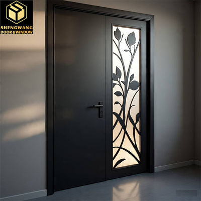 Ручка черная деревянная алюминиевая дверь для сада Без шума Алюминиевые двери для входа